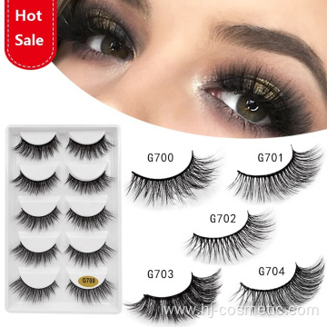 cheap 5 pairs eyelashes natural private label mink eyelashes custom package in good quality